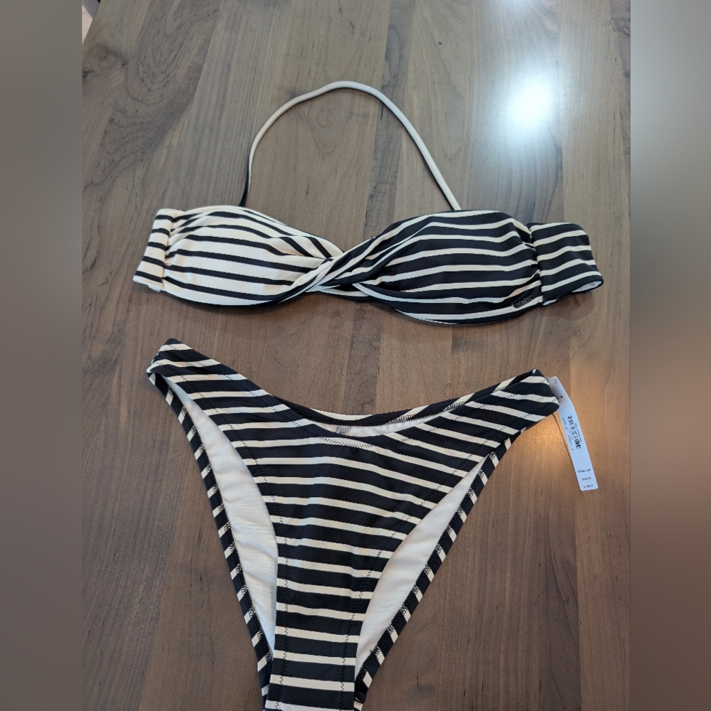 Pink Victoria Secret black& White Striped Bikini - Picture 3 of 6